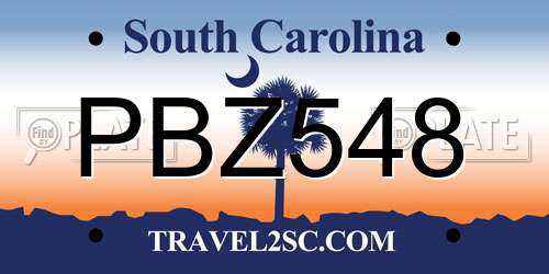 PBZ548 South Carolina License Plate