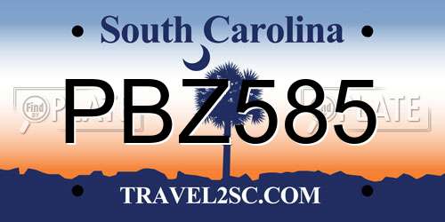 PBZ585 South Carolina License Plate