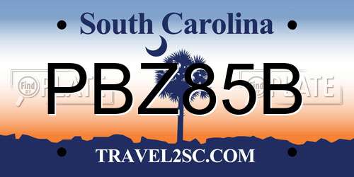 PBZ85B South Carolina License Plate