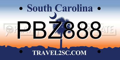 PBZ888 South Carolina License Plate