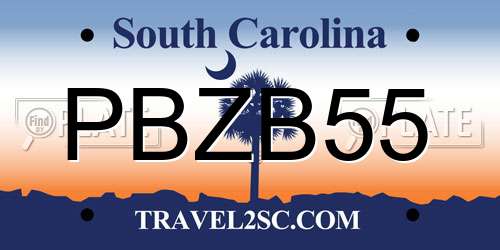 PBZB55 South Carolina License Plate