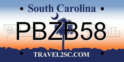 PBZB58 South Carolina License Plate
