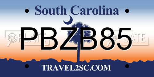 PBZB85 South Carolina License Plate