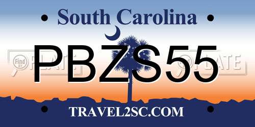 PBZS55 South Carolina License Plate
