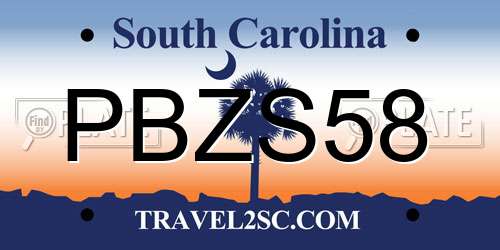 PBZS58 South Carolina License Plate