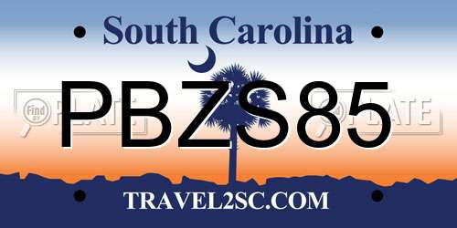 PBZS85 South Carolina License Plate
