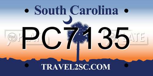 PC7135 South Carolina License Plate