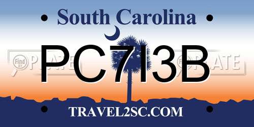 PC7I3B South Carolina License Plate