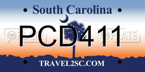 PCD411 South Carolina License Plate