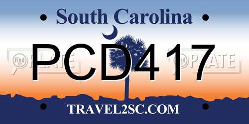 PCD417 South Carolina License Plate