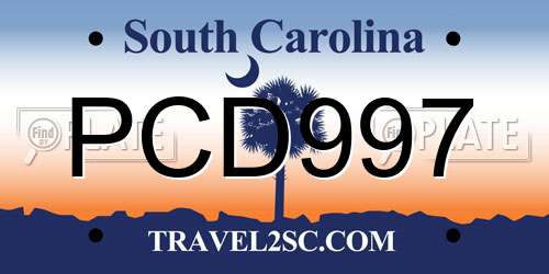 PCD997 South Carolina License Plate