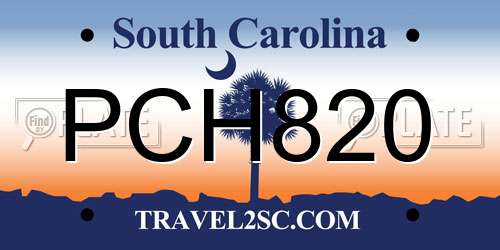 PCH820 South Carolina License Plate