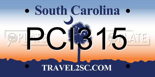 PCI315 South Carolina License Plate