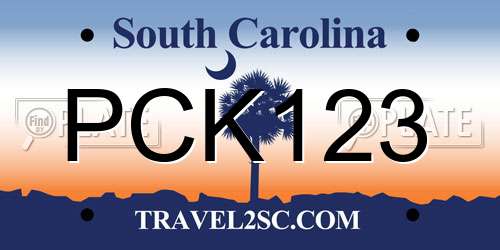 PCK123 South Carolina License Plate