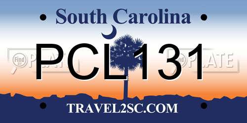 PCL131 South Carolina License Plate