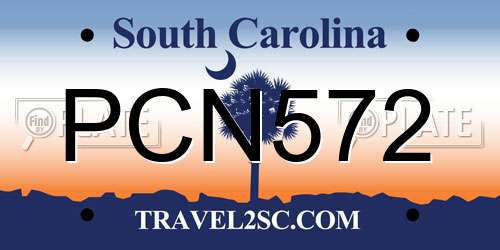 PCN572 South Carolina License Plate