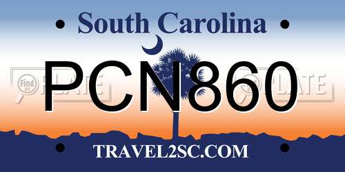 PCN860 South Carolina License Plate