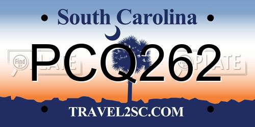 PCQ262 South Carolina License Plate