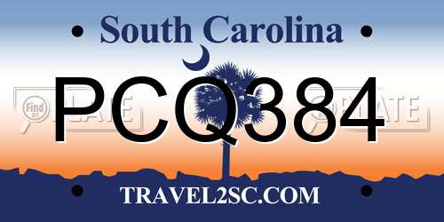 PCQ384 South Carolina License Plate