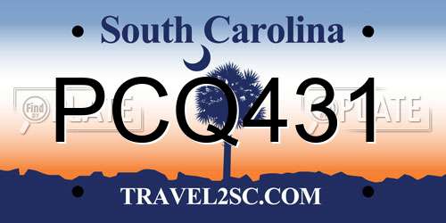 PCQ431 South Carolina License Plate