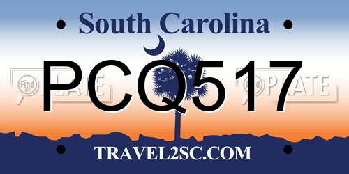 PCQ517 South Carolina License Plate