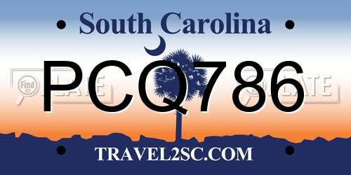 PCQ786 South Carolina License Plate