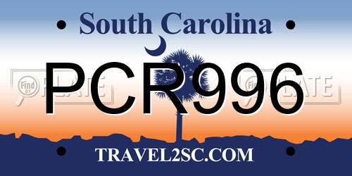 PCR996 South Carolina License Plate