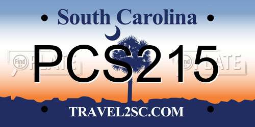 PCS215 South Carolina License Plate