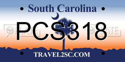 PCS318 South Carolina License Plate