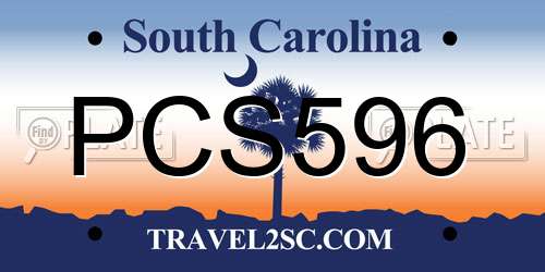 PCS596 South Carolina License Plate