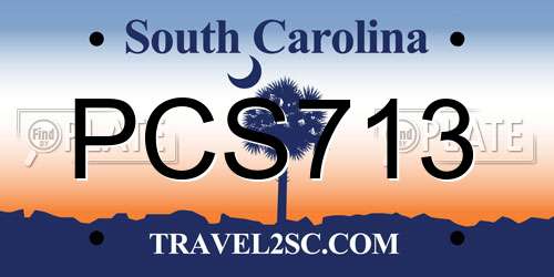 PCS713 South Carolina License Plate