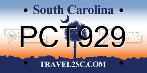 PCT929 South Carolina License Plate