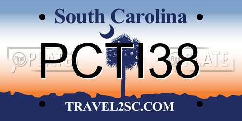 PCTI38 South Carolina License Plate