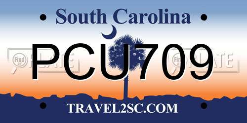 PCU709 South Carolina License Plate