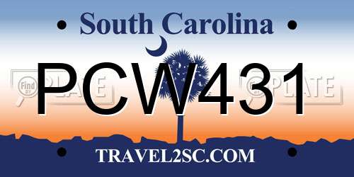 PCW431 South Carolina License Plate