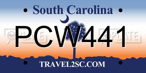PCW441 South Carolina License Plate