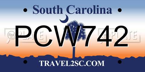 PCW742 South Carolina License Plate
