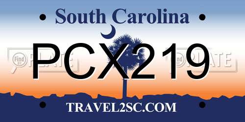 PCX219 South Carolina License Plate