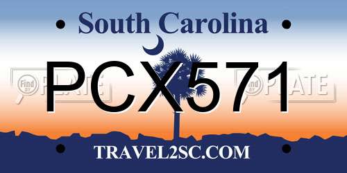 PCX571 South Carolina License Plate