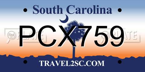 PCX759 South Carolina License Plate