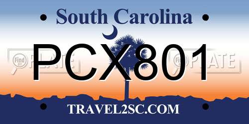 PCX801 South Carolina License Plate