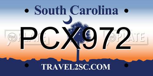 PCX972 South Carolina License Plate