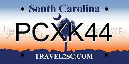 PCXK44 South Carolina License Plate