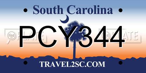 PCY344 South Carolina License Plate