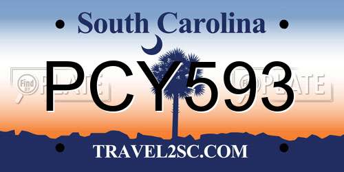PCY593 South Carolina License Plate
