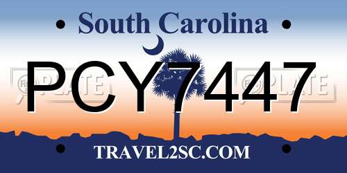 PCY7447 South Carolina License Plate