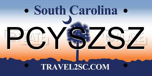 PCYSZSZ South Carolina License Plate