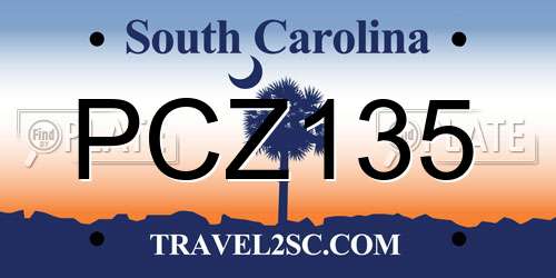 PCZ135 South Carolina License Plate
