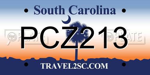 PCZ213 South Carolina License Plate