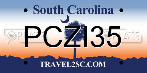 PCZI35 South Carolina License Plate